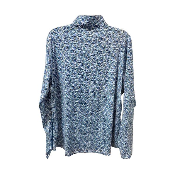 San Soleil Blue Mosaic Print Zip Pullover Upf 50 Athletic TopSz L - Picture 7 of 11